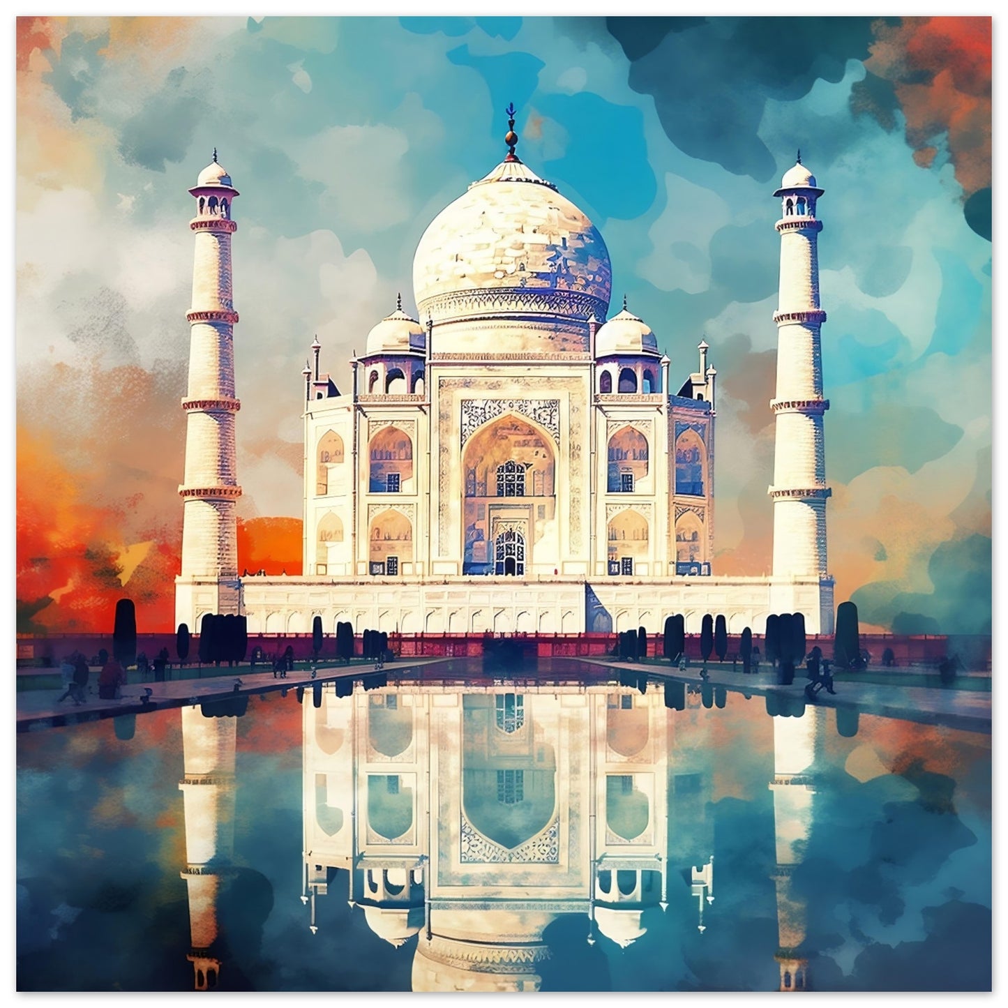 Taj Mahal Artwork - Print Room Ltd No Frame Selected 70x70 cm / 28x28"