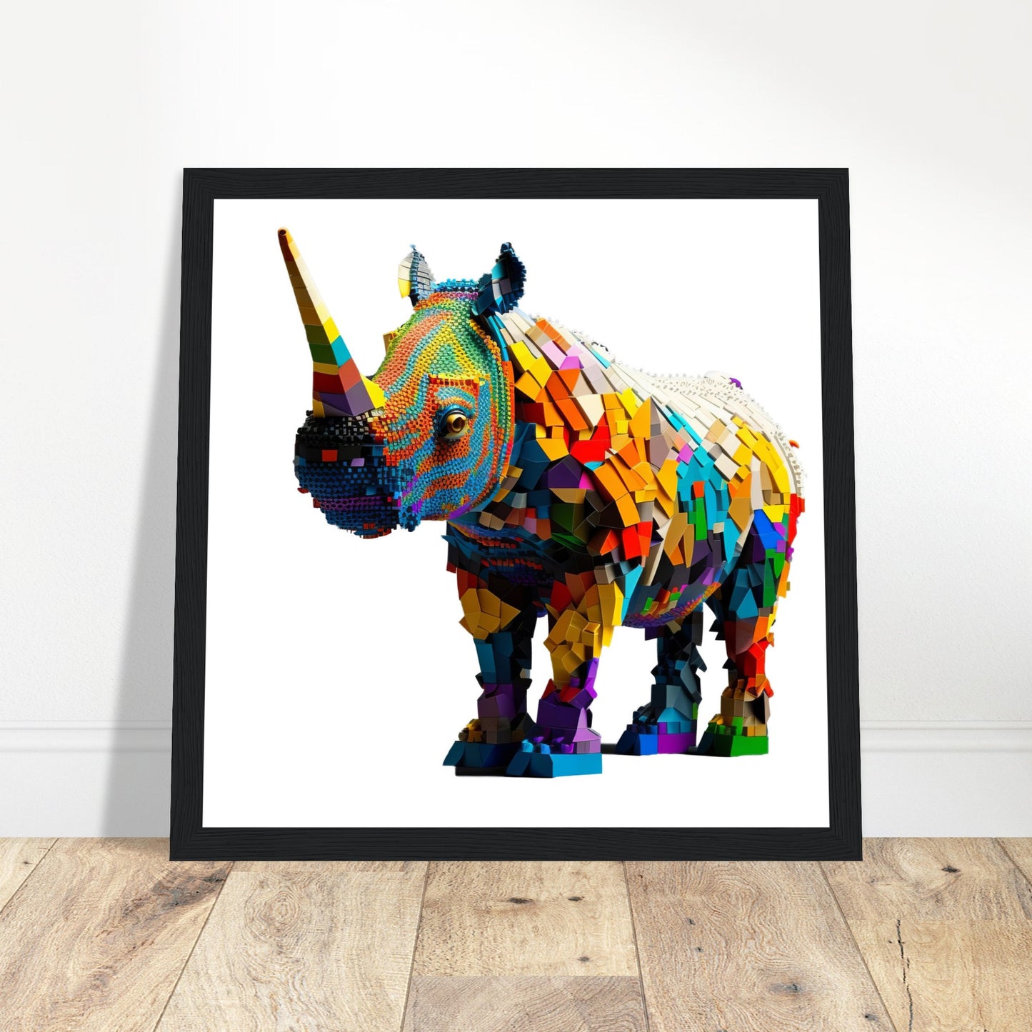 Rhino Adventure Art Print - Print Room Ltd White frame 50x50 cm / 20x20"