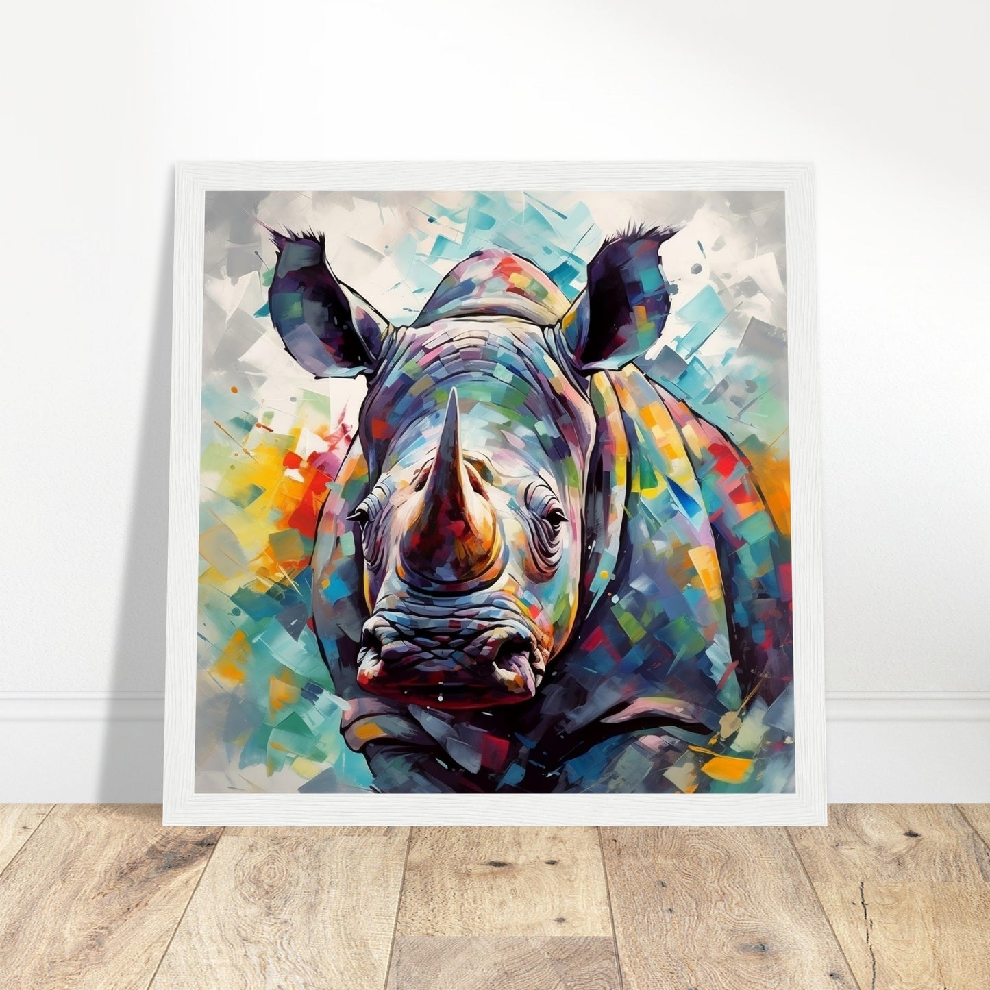 Radiant Rhino Artwork #2 - Print Room Ltd No Frame Selected 30x30 cm / 12x12"