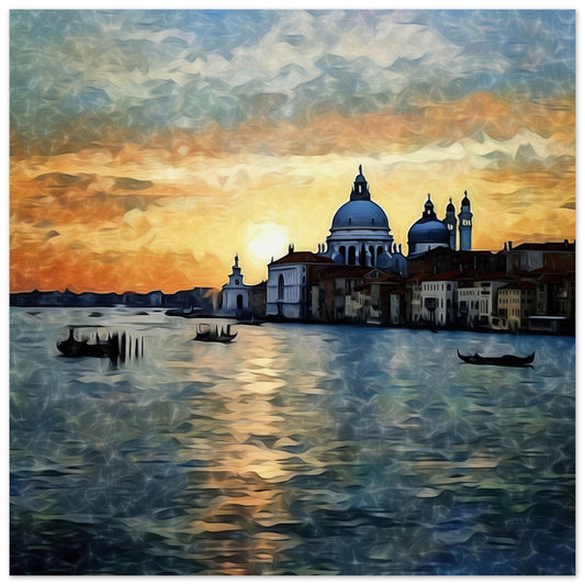 Venice Sunset Artwork Print - Print Room Ltd No Frame Selected 70x70 cm / 28x28"