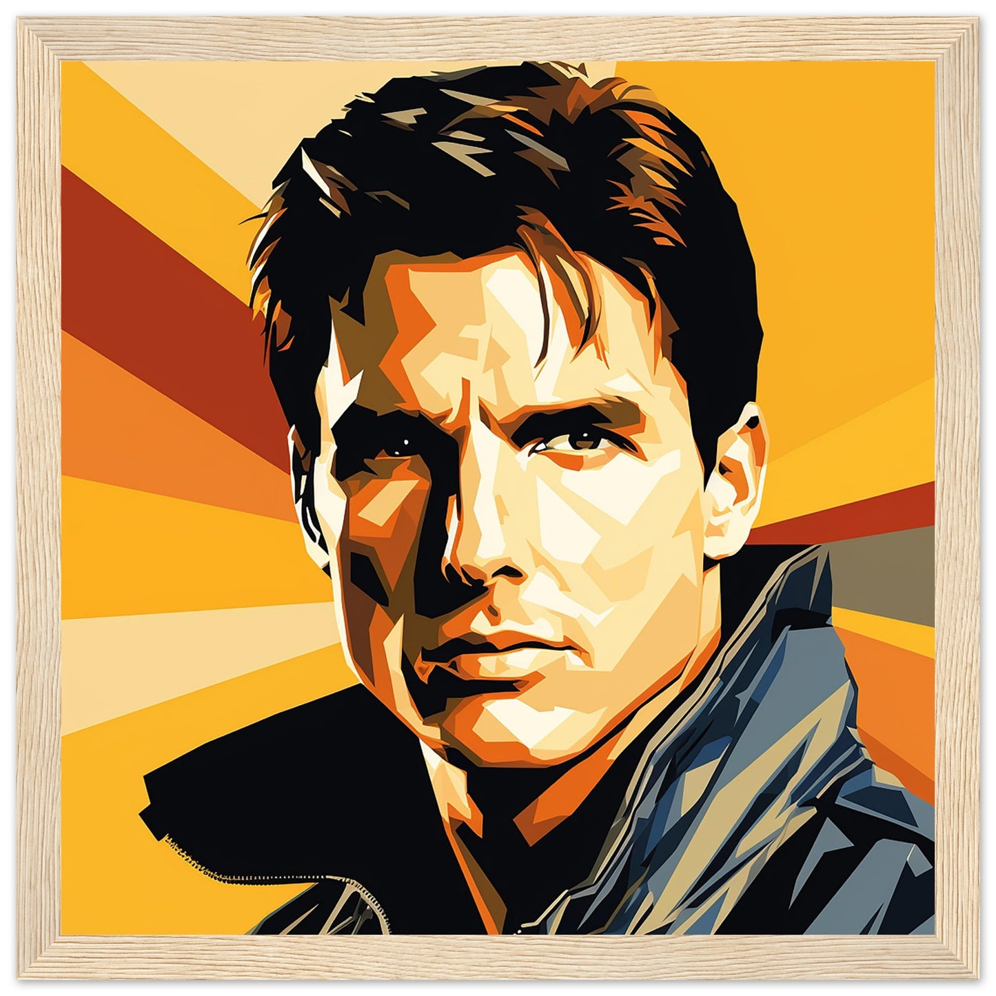 Tom Cruise Pop Art Framed Print - Light Wood| by Print Room Ltd