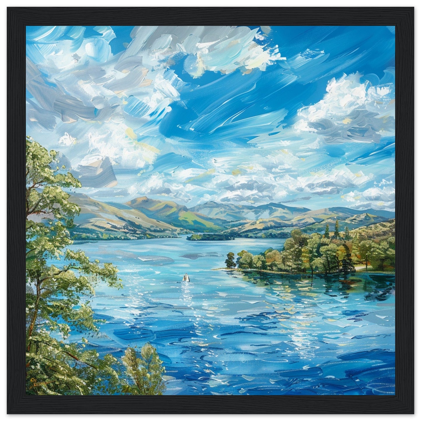 Lake Windermere’s Tranquil Beauty black framed art print | By Print Room Ltd