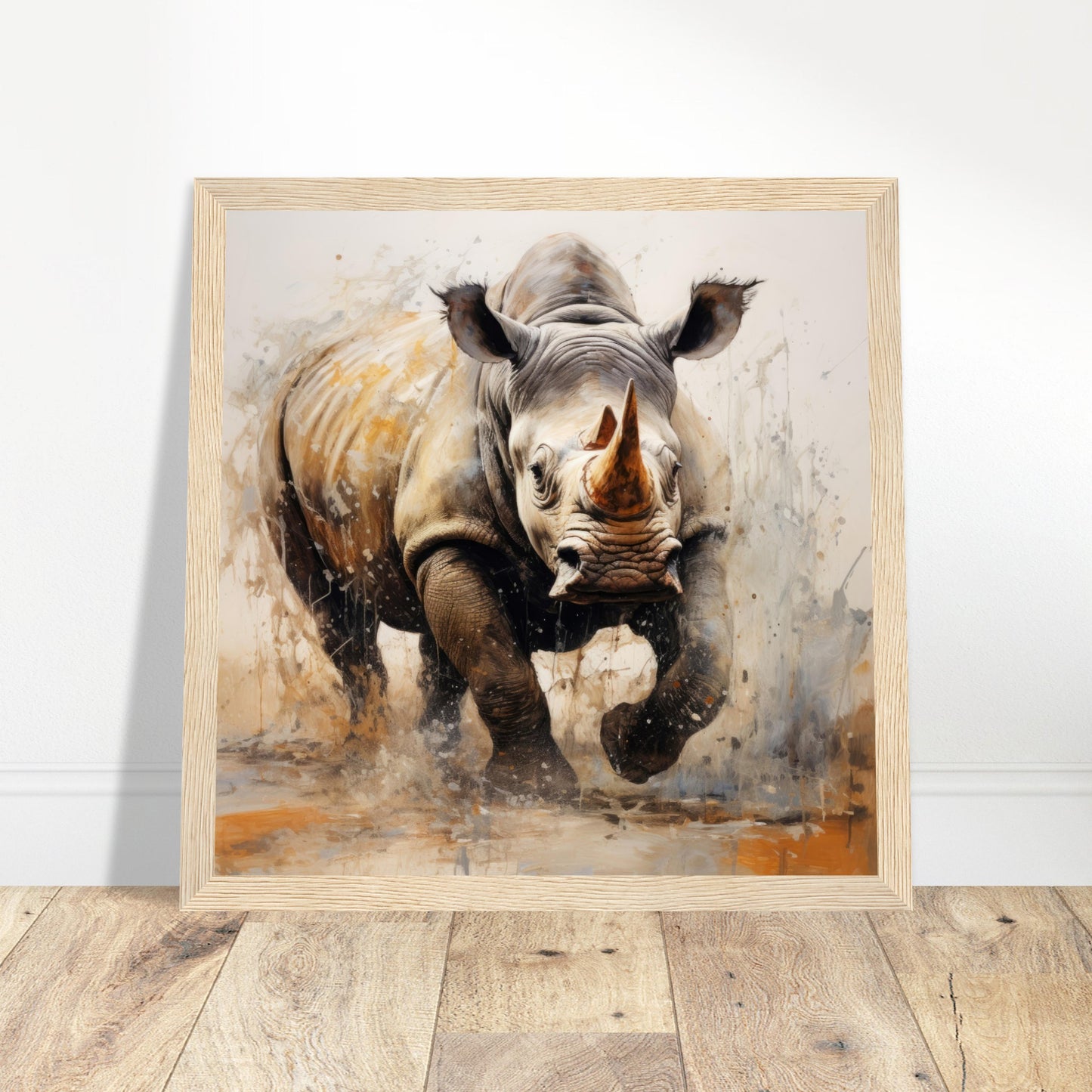 Rhino Wild Art Print - Print Room Ltd No Frame Selected 30x30 cm / 12x12"