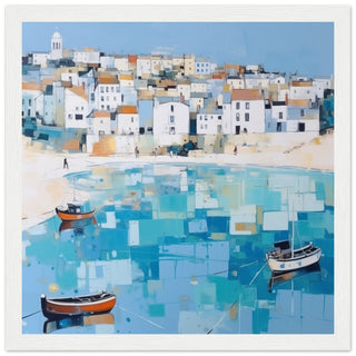 St Ives Seascape Artwork - Print Room Ltd Black frame 50x50 cm / 20x20"