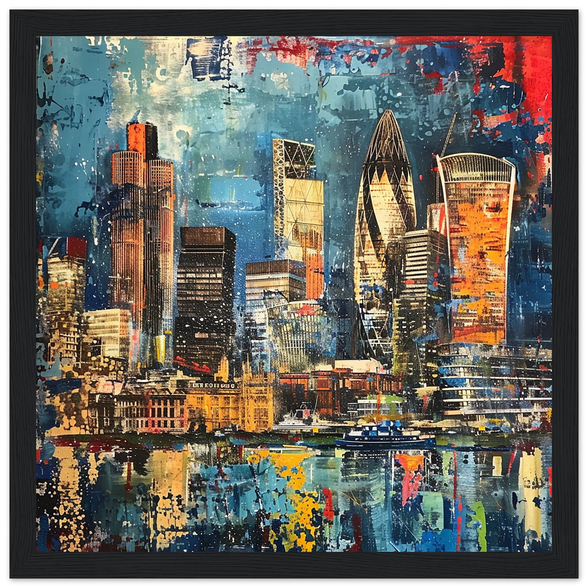 The London Skyline framed black wood art print | By Print Room Ltd