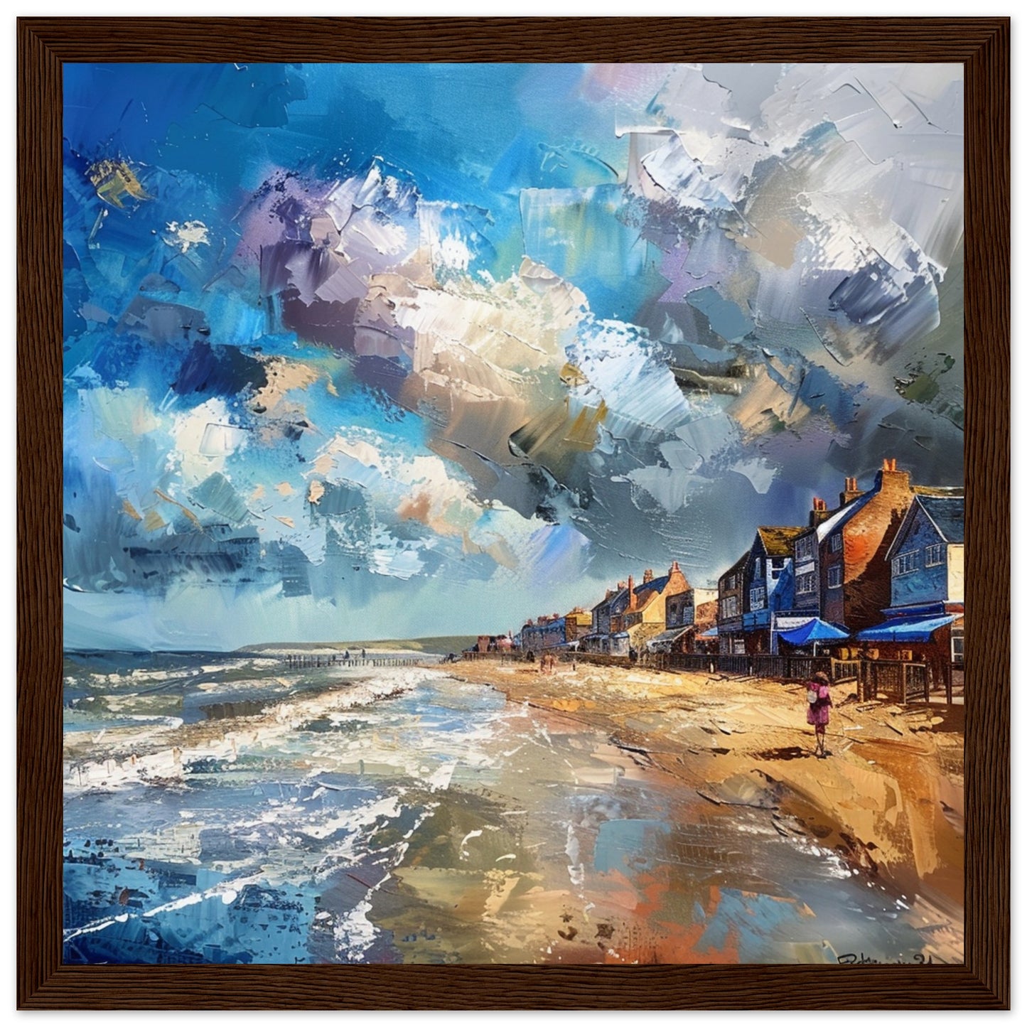 Seaside Harmony: Southwold Beachfront dark wood framed art print | By Print Room Ltd