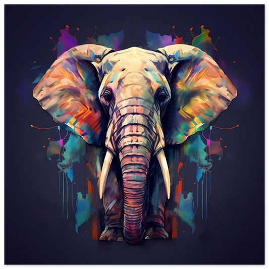 Colourful Elephant Art - Print Room Ltd No Frame Selected 70x70 cm / 28x28"