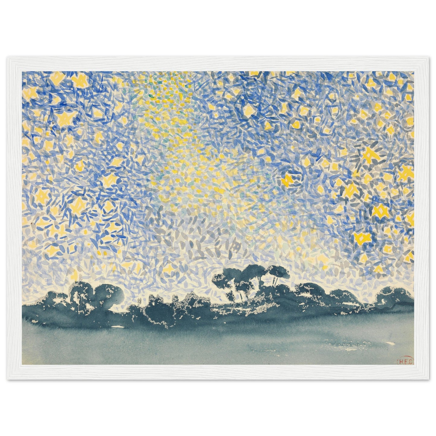 Landscape with Stars Artwork Print white frame | By Print Room Ltd
