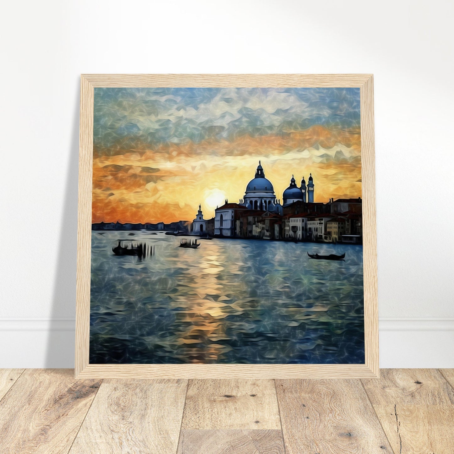 Venice Sunset Artwork Print - Print Room Ltd Black frame 30x30 cm / 12x12"