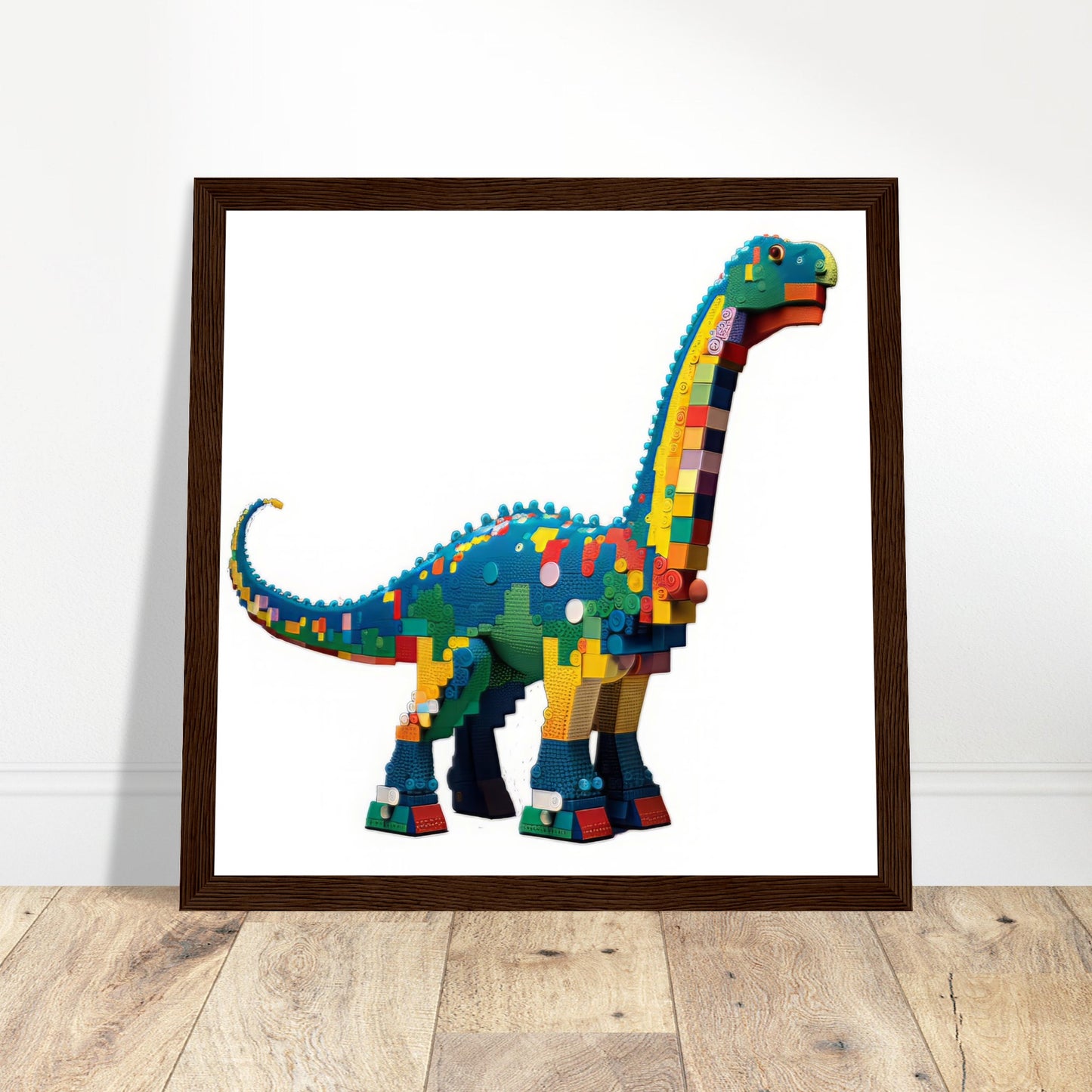 Block Brachiosaurus Art - Print Room Ltd White frame 50x50 cm / 20x20"