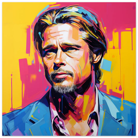Brad Pitt Pop Art - Print Room Ltd No Frame Selected 70x70 cm / 28x28"