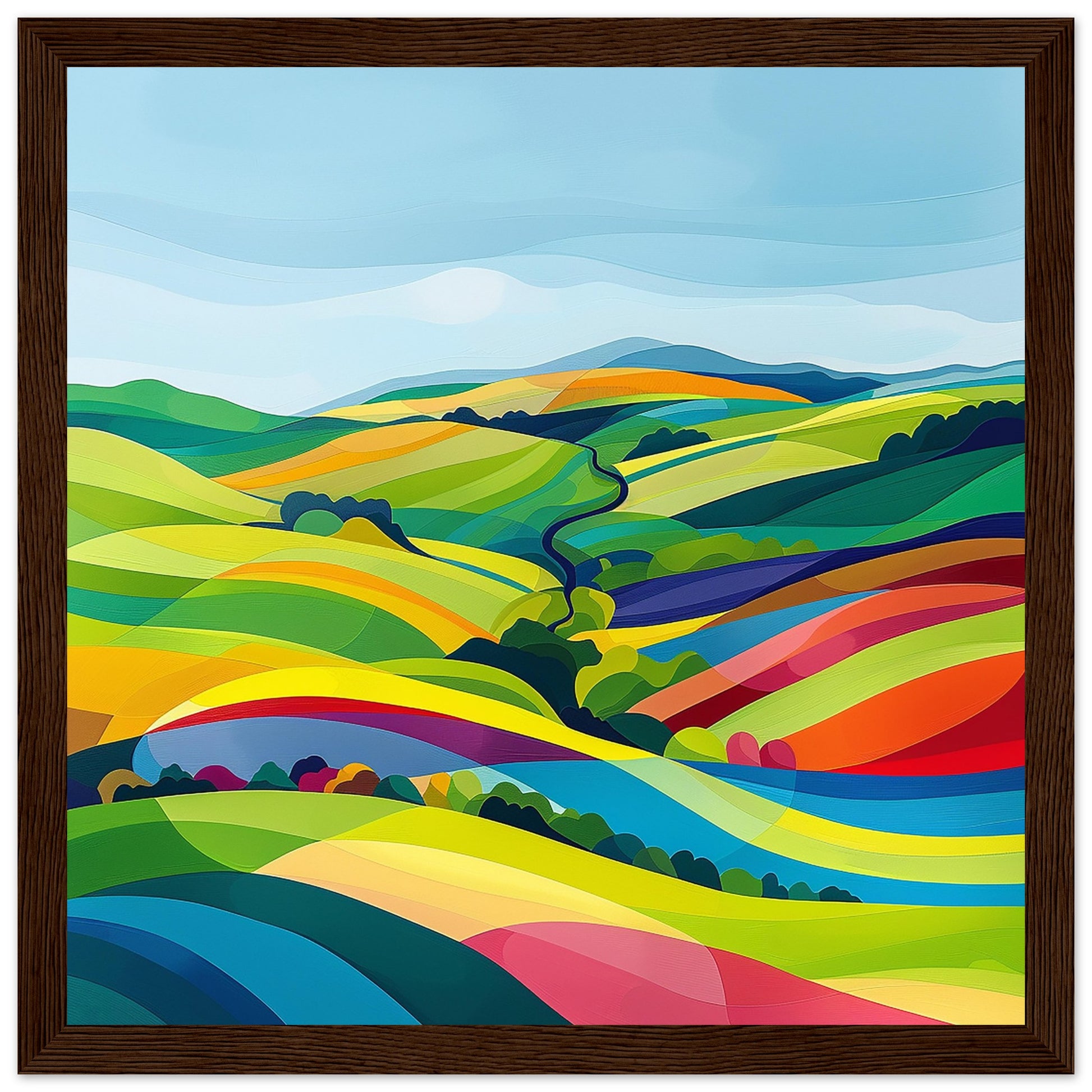 Vivid Valleys: Summer's Palette dark wood framed art print  | by Print Room Ltd