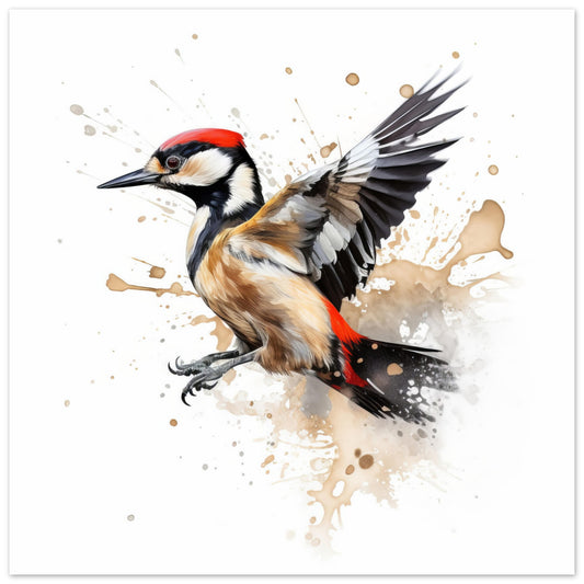 Great Spotted Woodpecker Print - Print Room Ltd No Frame Selected 70x70 cm / 28x28"
