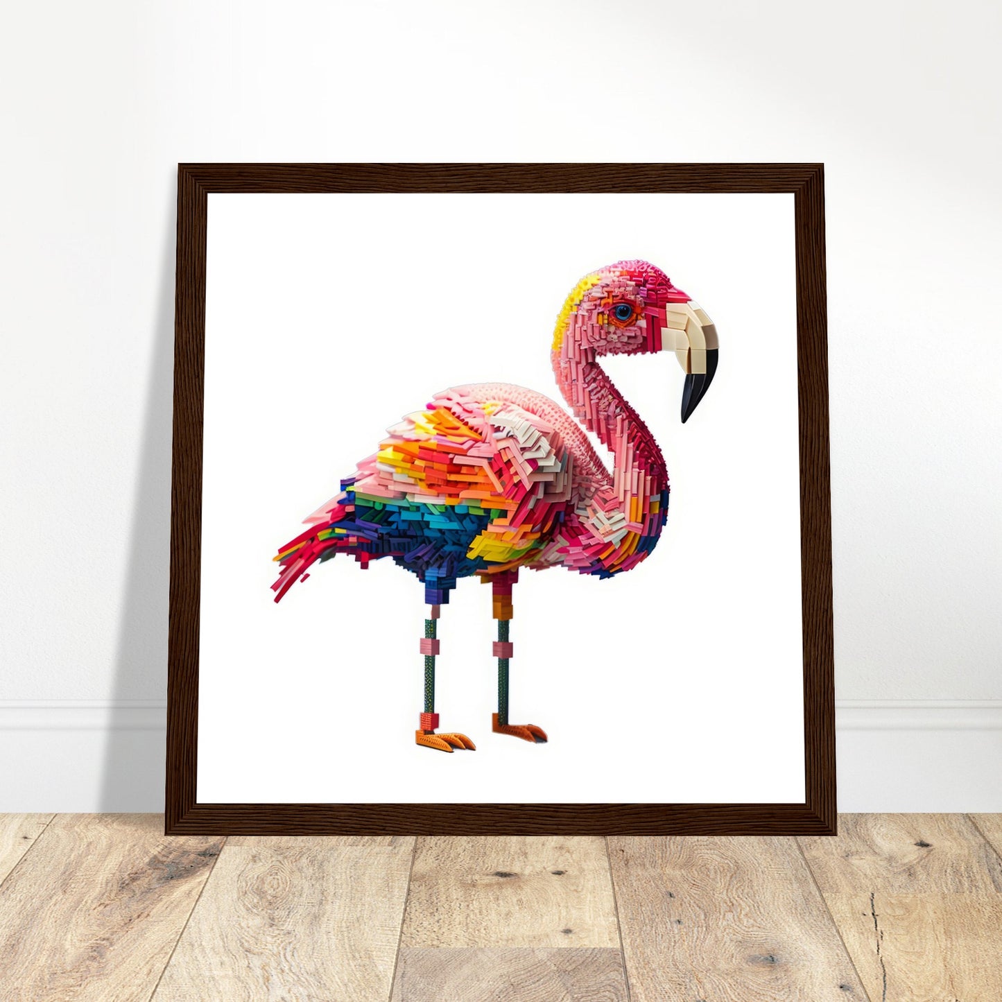 Block Flamingo Art - Print Room Ltd No Frame Selected 30x30 cm / 12x12"