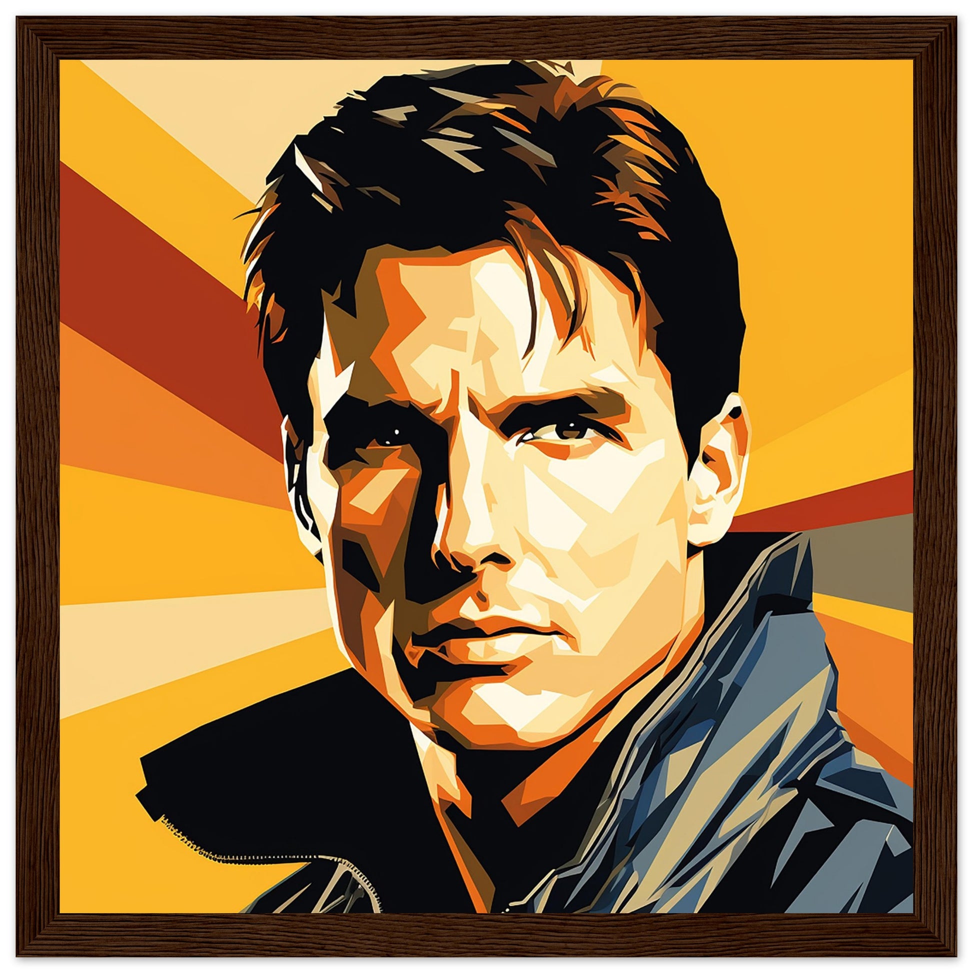 Tom Cruise Pop Art Framed Print - Dark Wood| by Print Room Ltd
