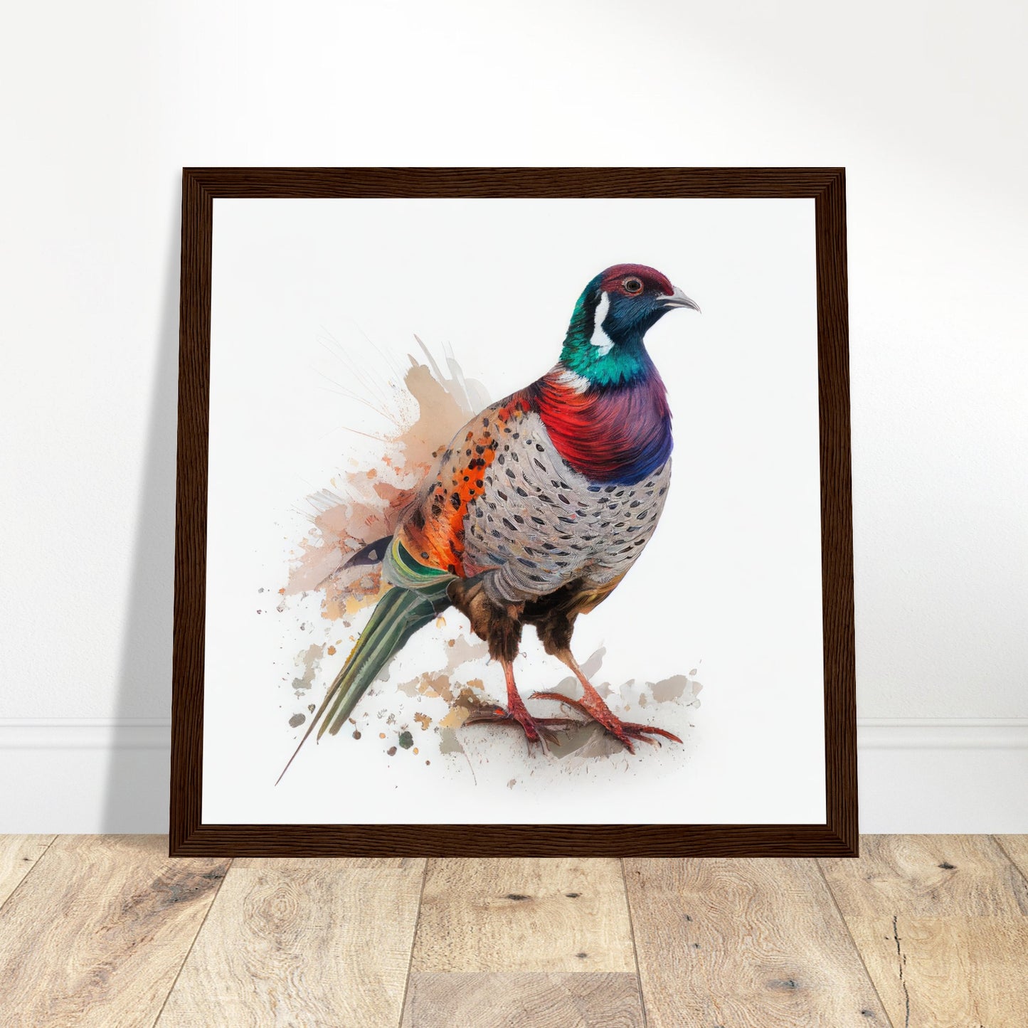 Pheasant Artwork - Print Room Ltd Dark wood frame 70x70 cm / 28x28"