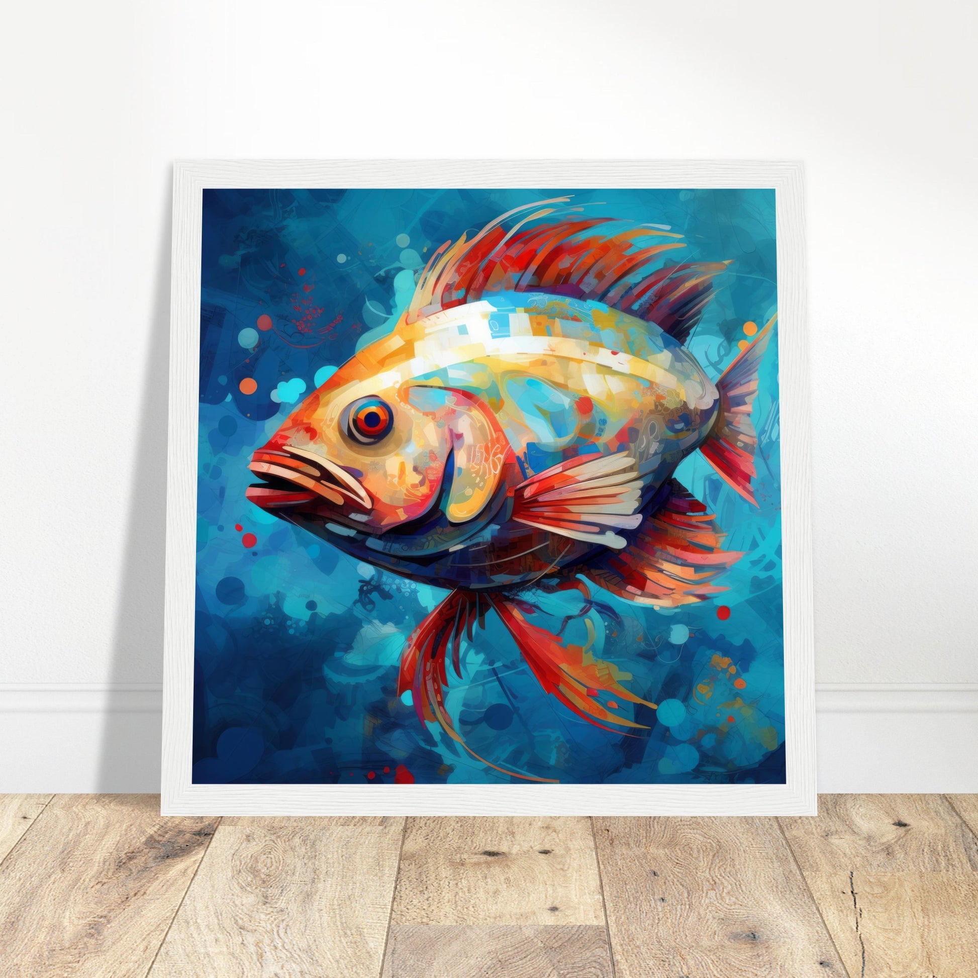 Sea Bass Artwork - Print Room Ltd Dark wood frame 70x70 cm / 28x28"