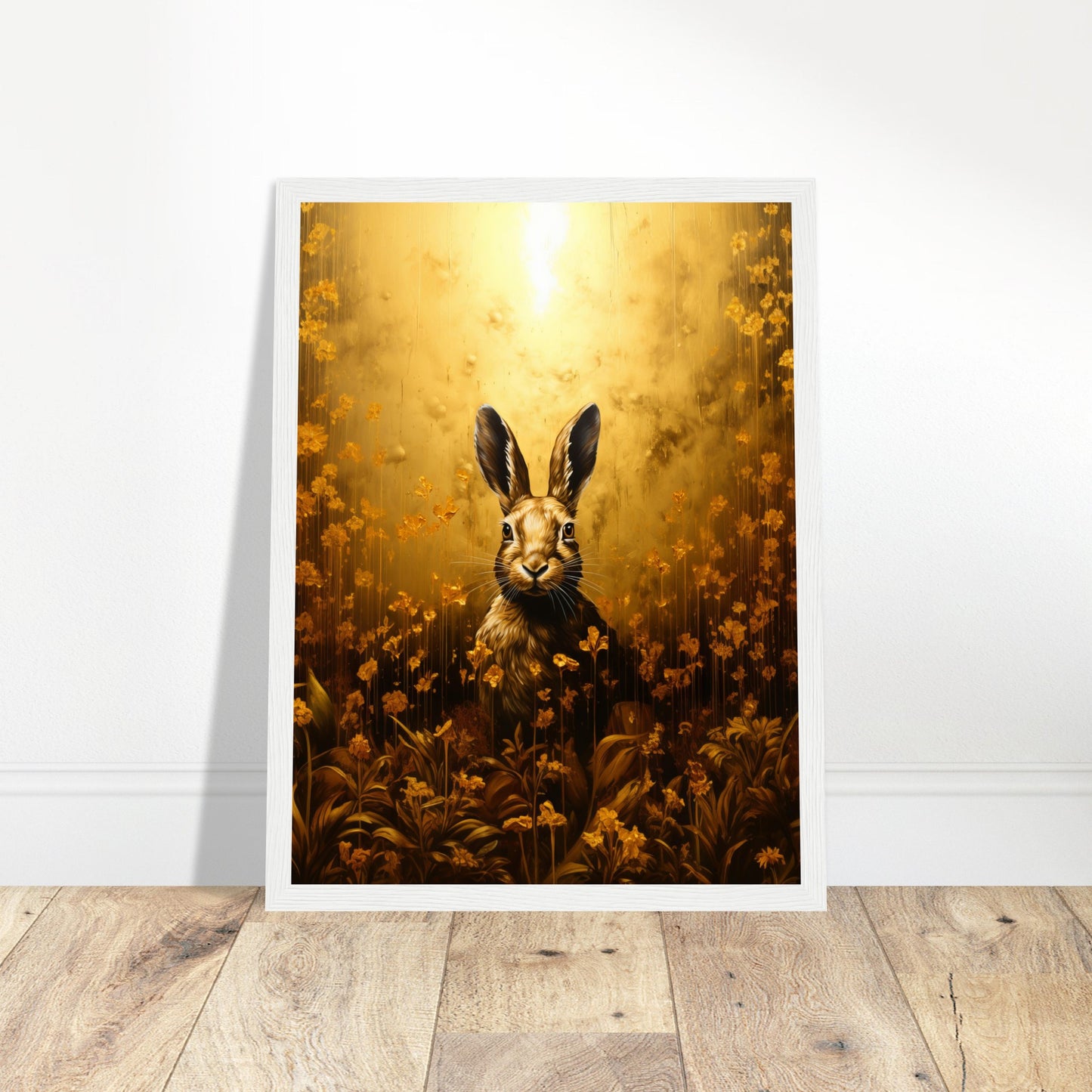 Gilded Hare Art Print - Print Room Ltd White frame 50x70 cm / 20x28"