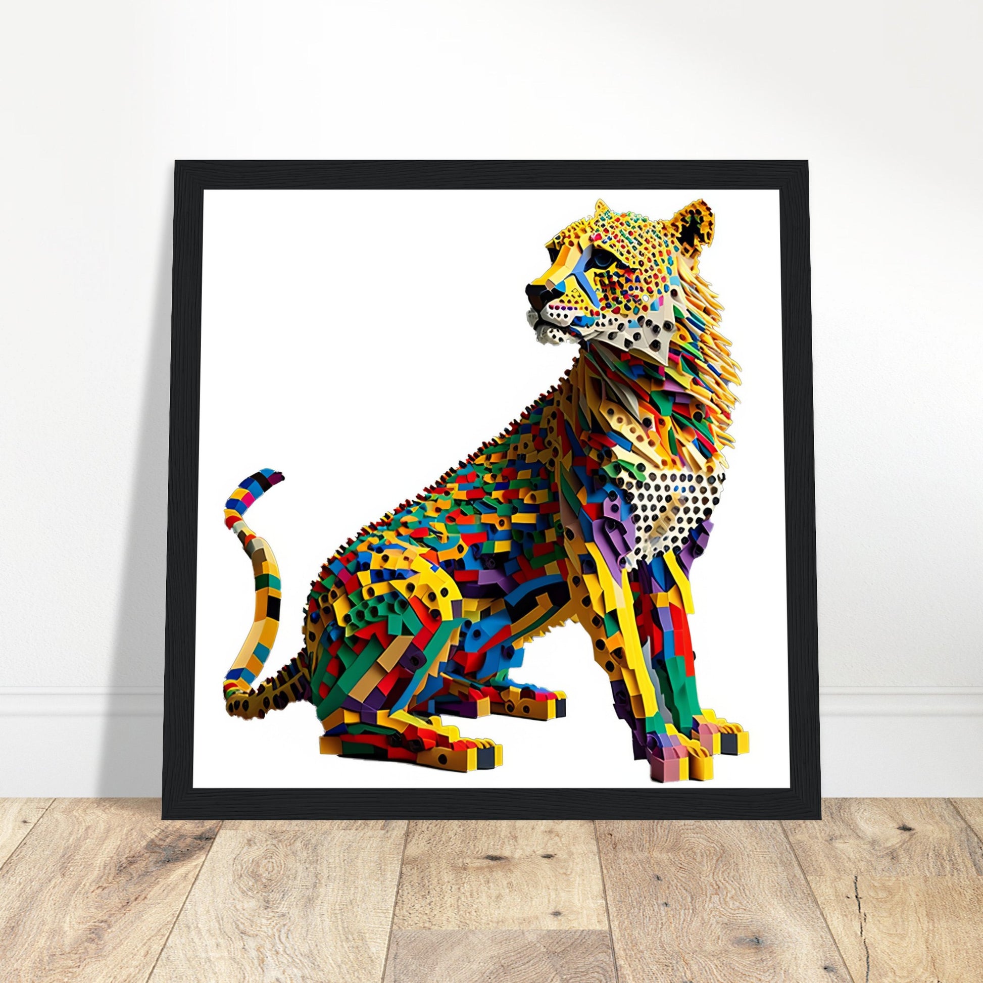 Block Cheetah Art - Print Room Ltd Dark wood frame 30x30 cm / 12x12"