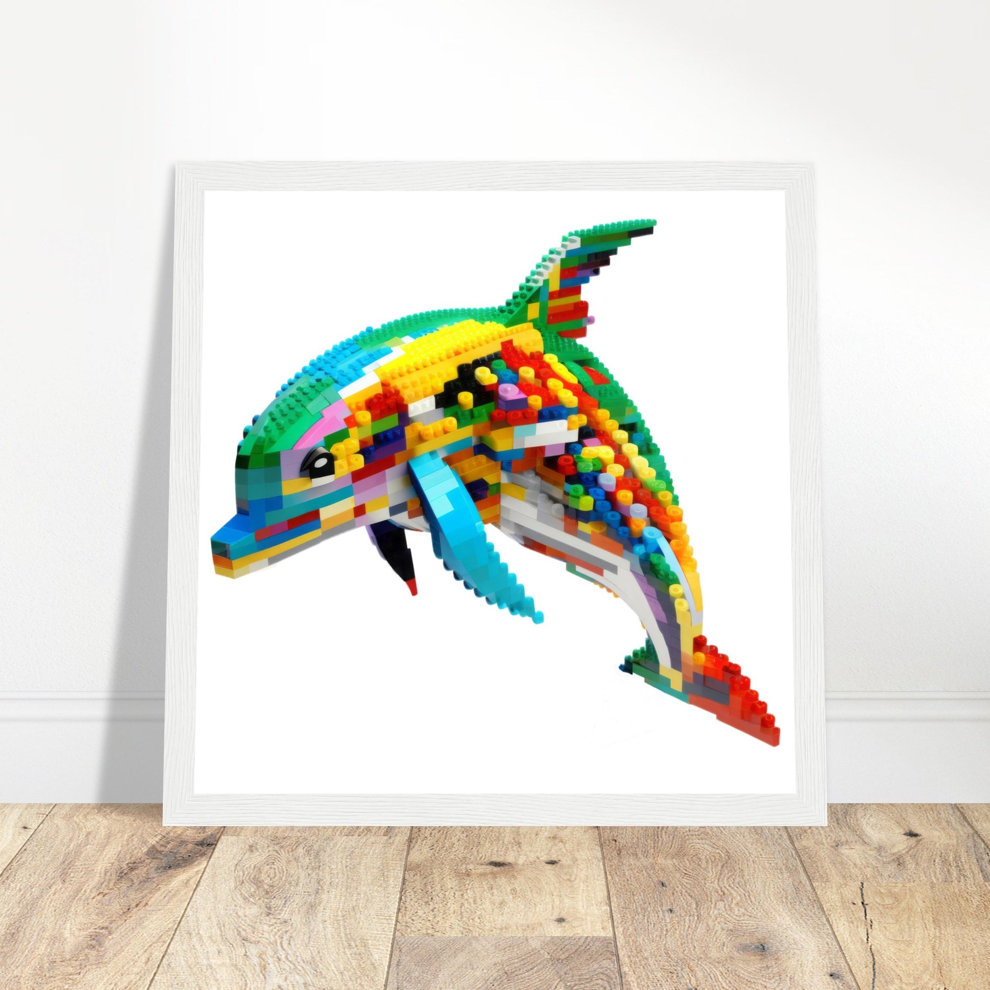 Dolphin Artwork - Print Room Ltd Wood frame 70x70 cm / 28x28"