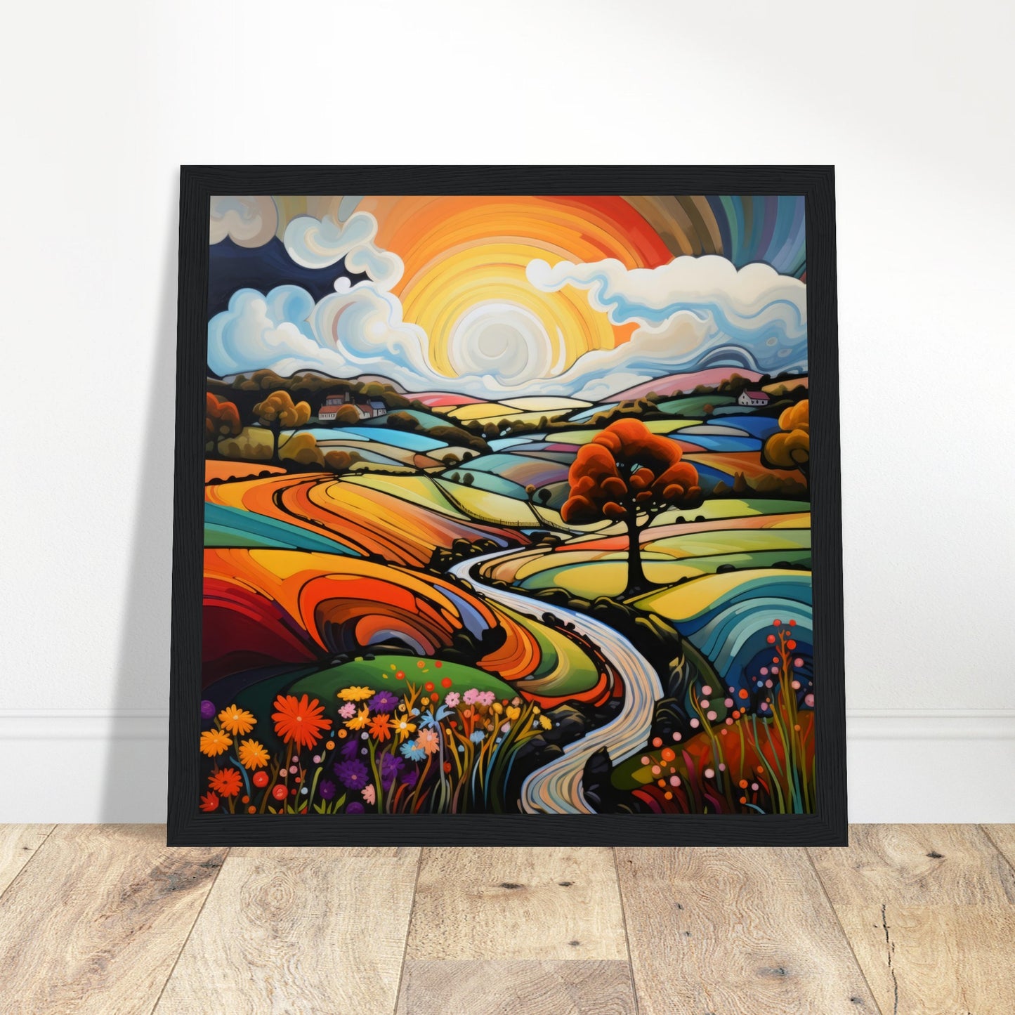 British Landscape Portrait - Print Room Ltd Dark wood frame 30x30 cm / 12x12"