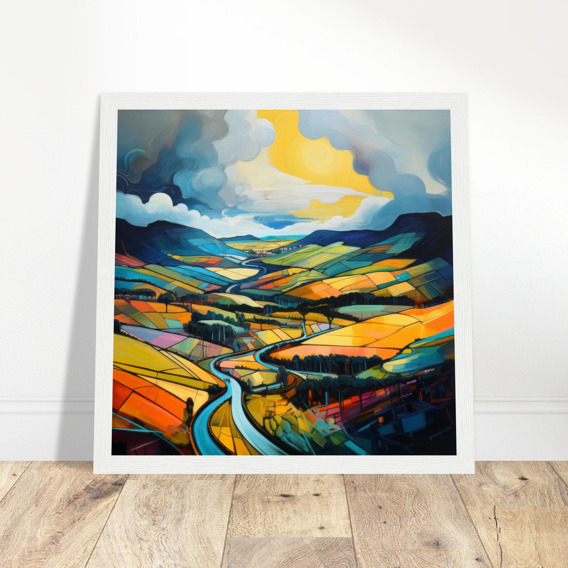Welsh Valleys Abstract Art - Print Room Ltd Black frame 70x70 cm / 28x28"