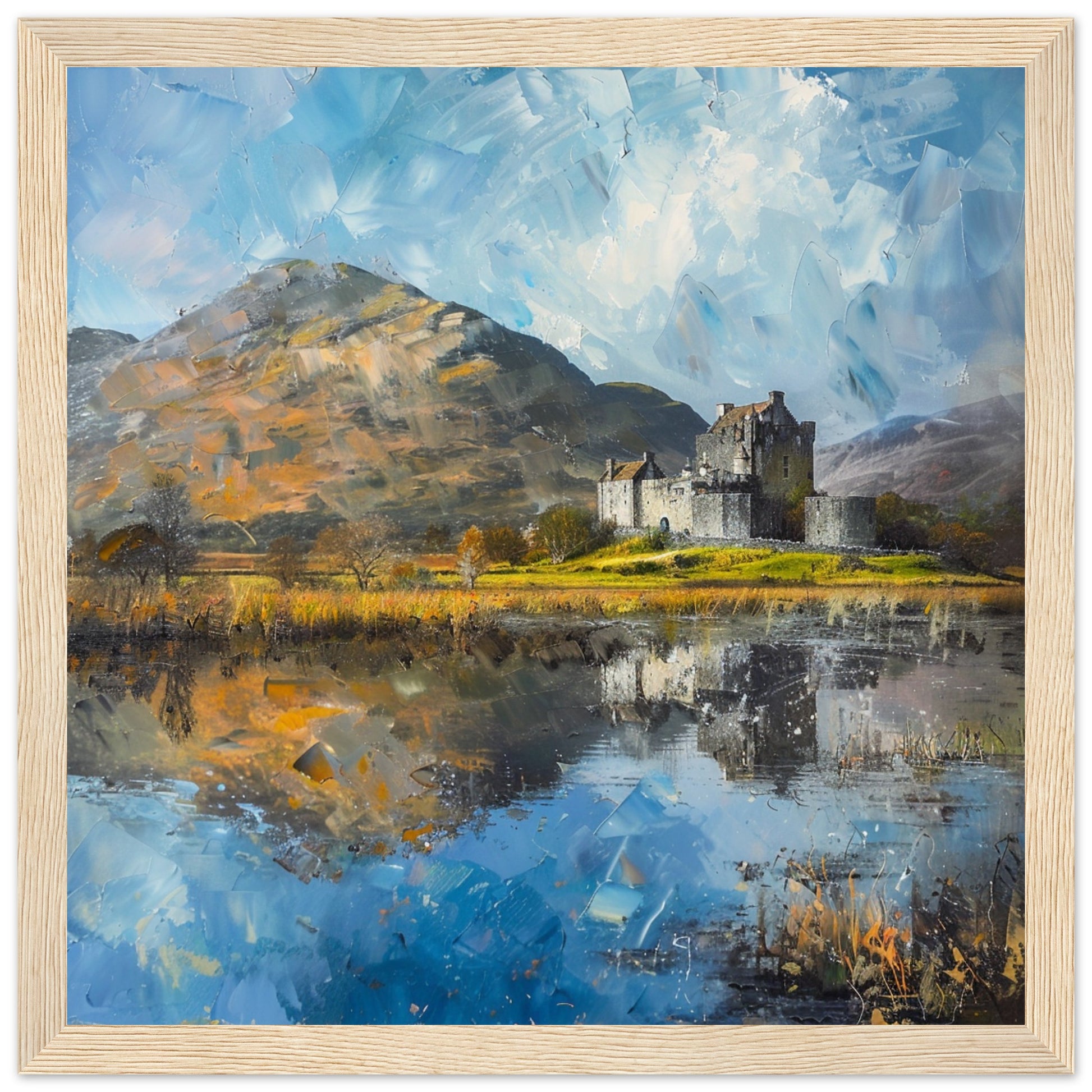 Highland Majesty: Kilchurn Castle wood framed art print | By Print Room Ltd