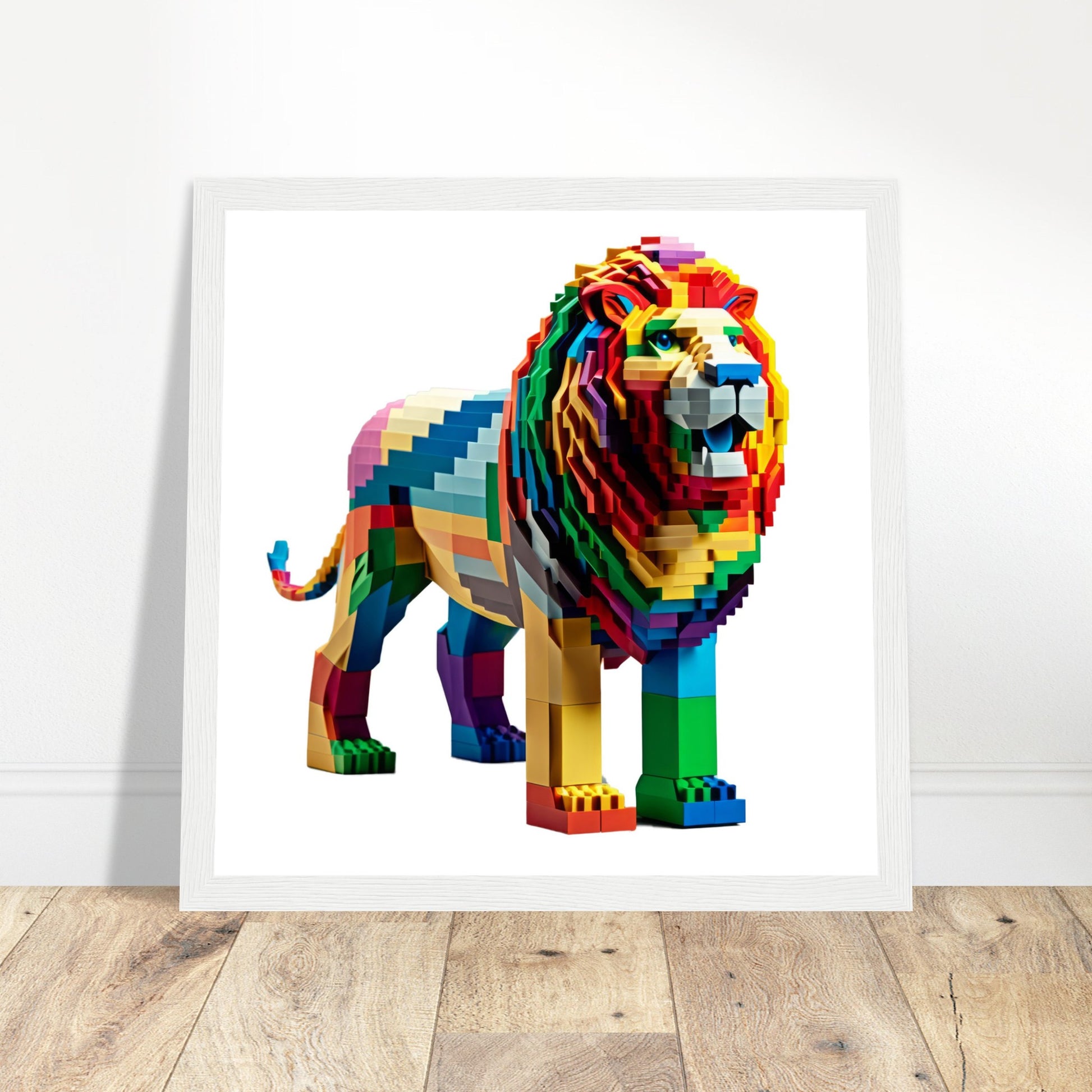 Lion Art Print - Print Room Ltd White frame 50x50 cm / 20x20"