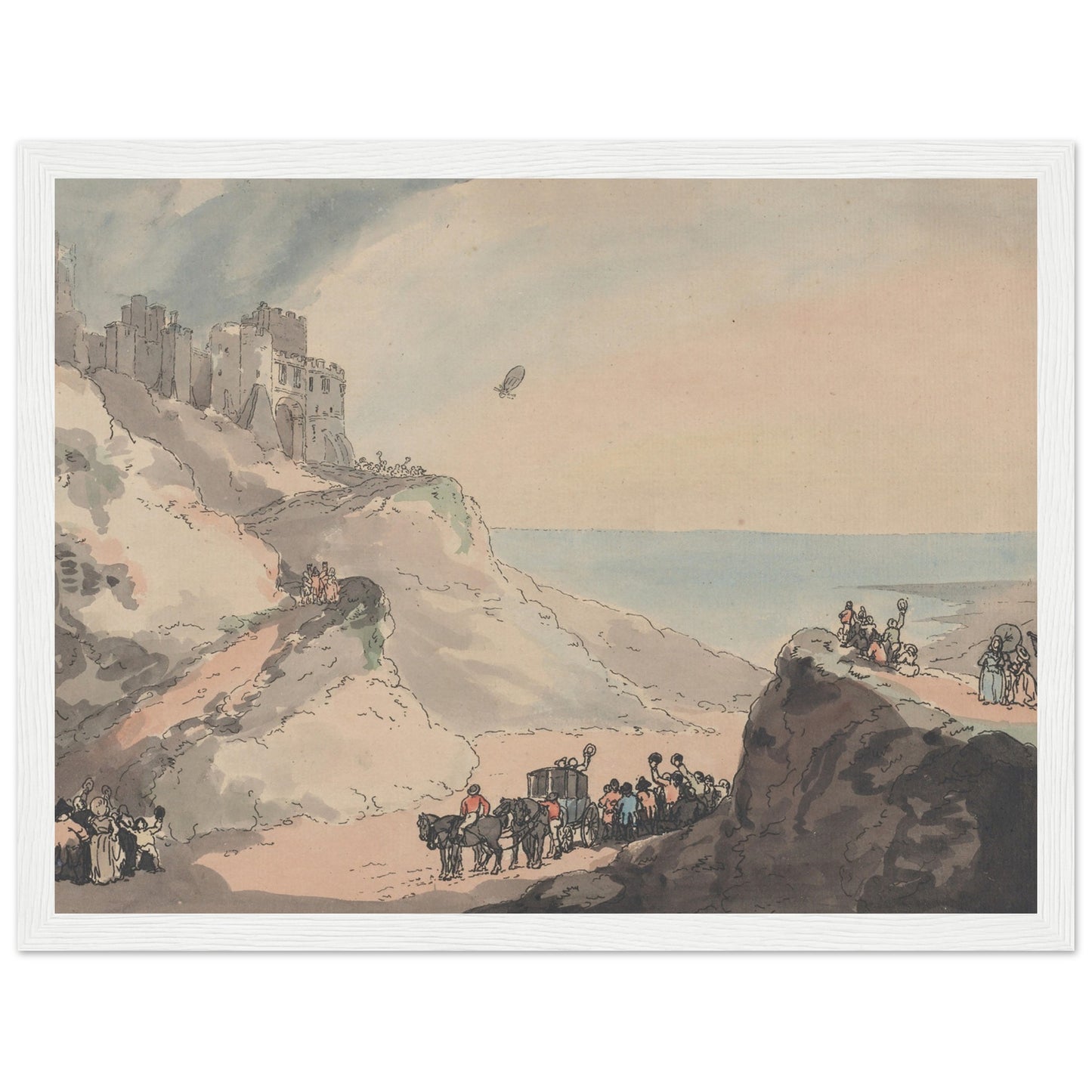 Blanchard and Jeffries' Balloon from Dover artwork print white frame| By Print Room Ltd