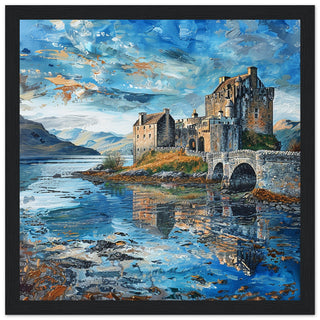 Highland Sentinel: Eilean Donan's Reflection black framed artwork print | Print Room Ltd