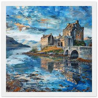 Highland Sentinel: Eilean Donan's Reflection white framed artwork print | Print Room Ltd