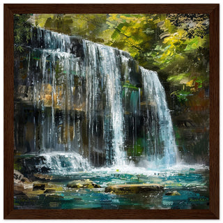 Sgwd yr Eira Waterfall’s Serenity dark wood framed art print | By Print Room Ltd