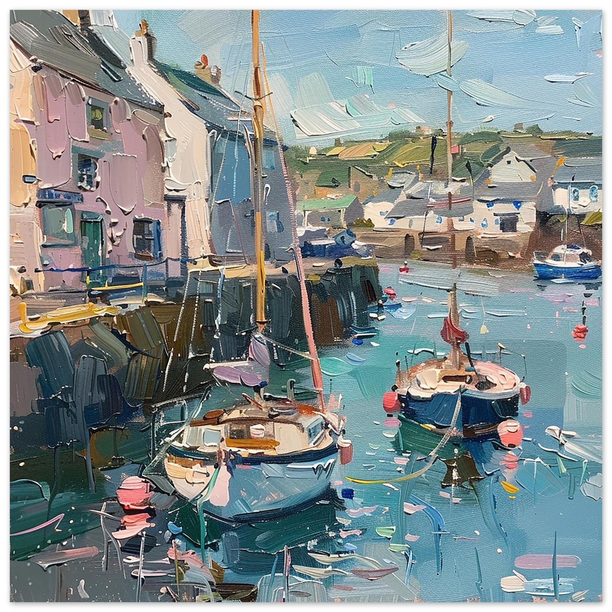 Quayside Quintessence: Padstow in Oil art print| by Print Room Ltd