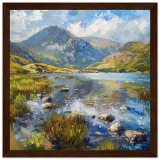 Reflections of Llyn Idwal dark wood framed art print | By Print Room Ltd