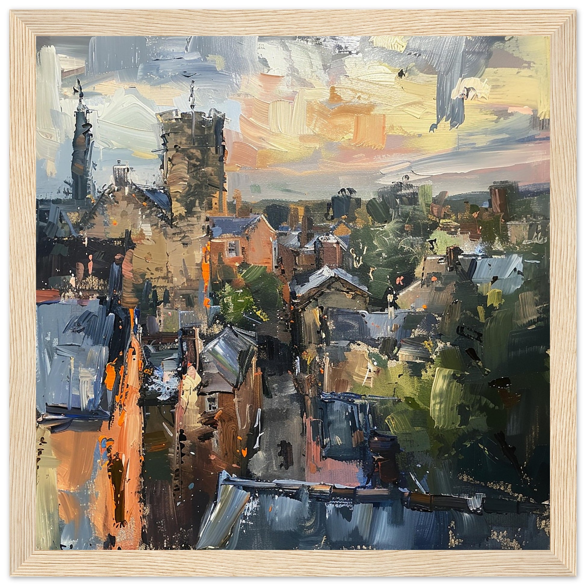Dawn at Ludlow: Townscape Textures Art Print Framed in wood | by Print Room Ltd
