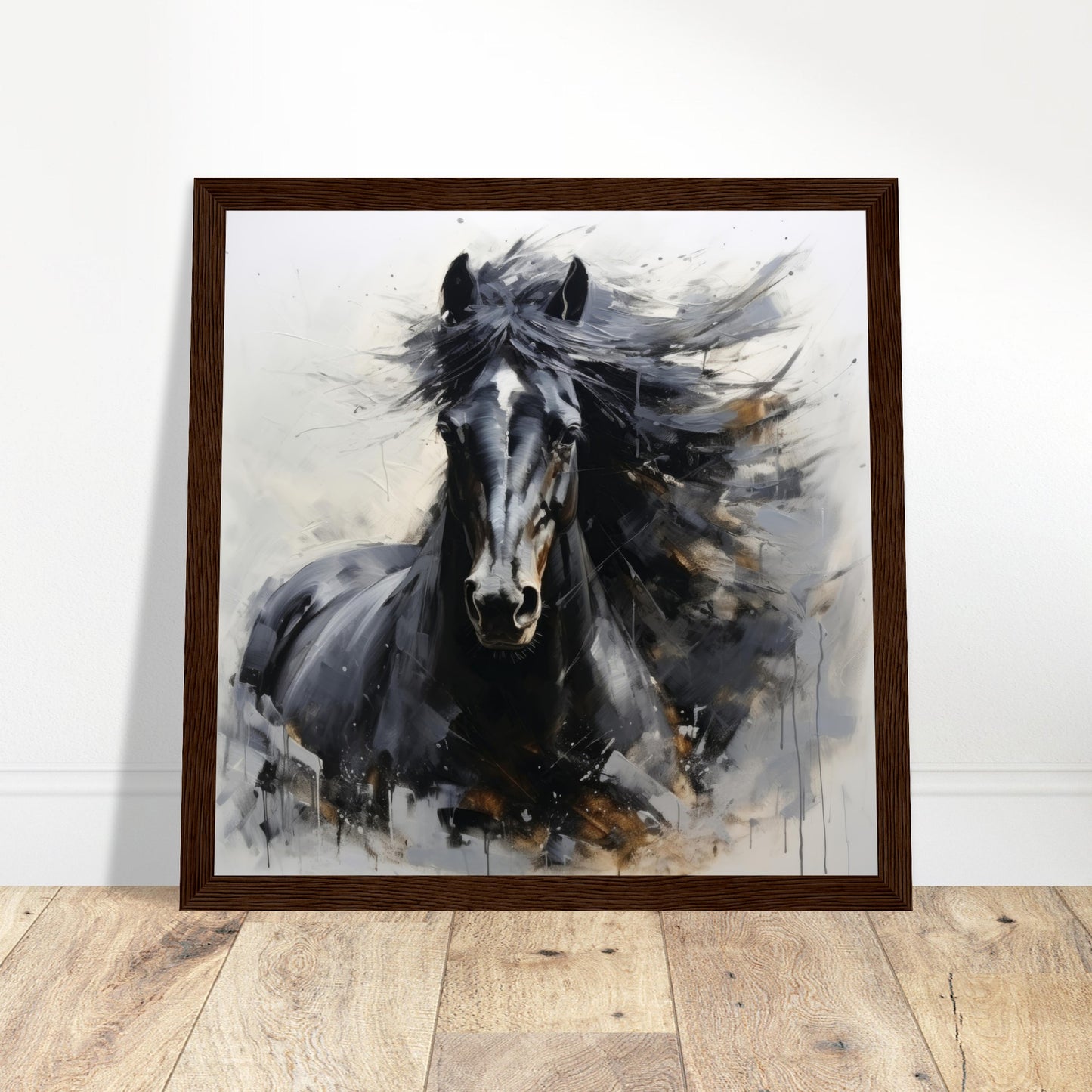 Equine Art #29 - Print Room Ltd Dark wood frame 50x50 cm / 20x20"