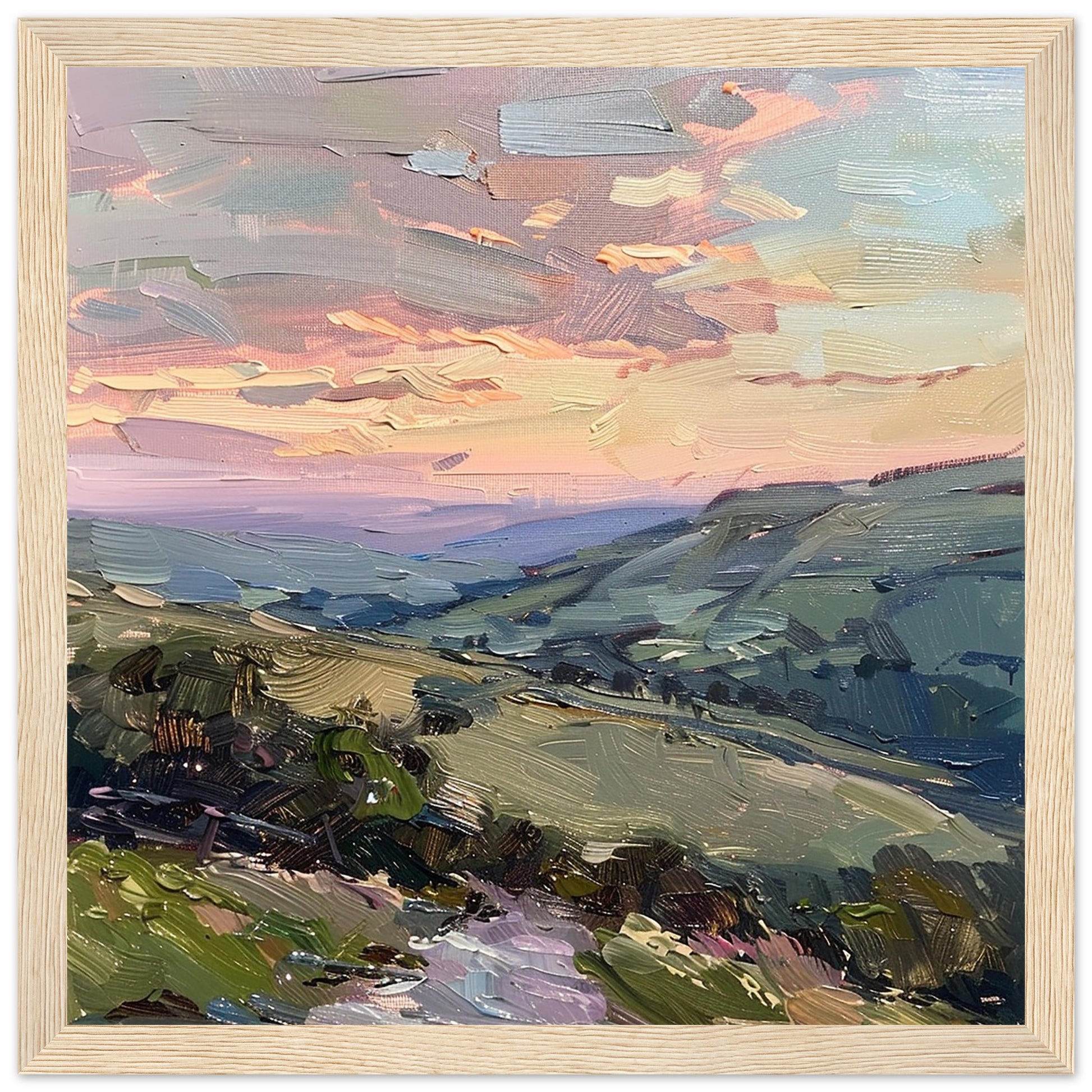 Dawn Over Glossop: Peak District Serenity wood framed art print | by Print Room Ltd