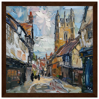 Historic Ludlow: Townscape art print in dark wood frame| by Print Room Ltd