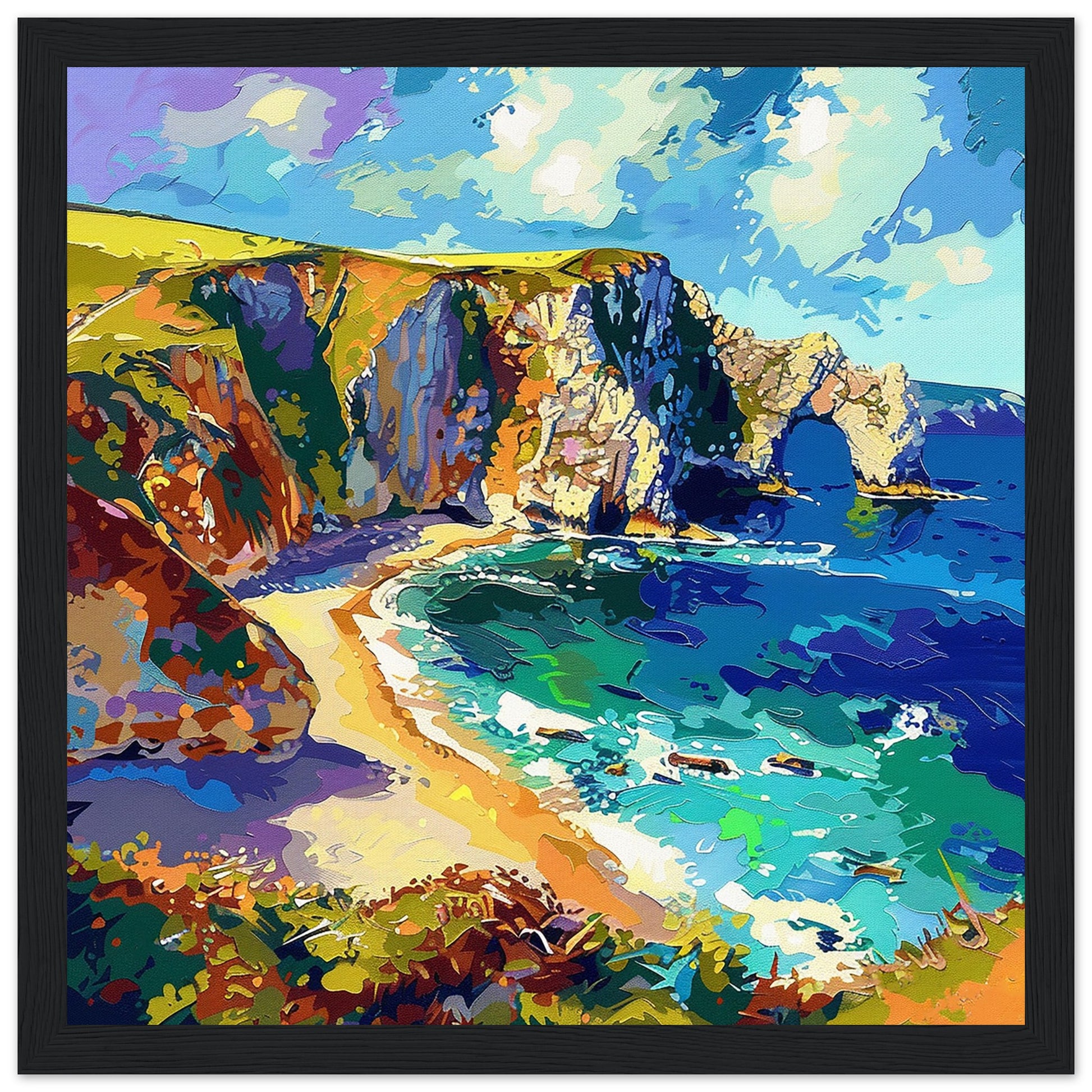 Durdle Door, Dorest black wood framed artwork print | By Print Room Ltd