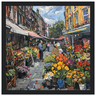 Vibrancy of Columbia Road Flower Market black framed art print | By Print Room Ltd