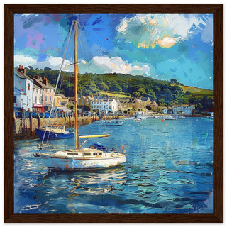 Salcombe Sailboats framed dark wood artwork print | By Print Room Ltd