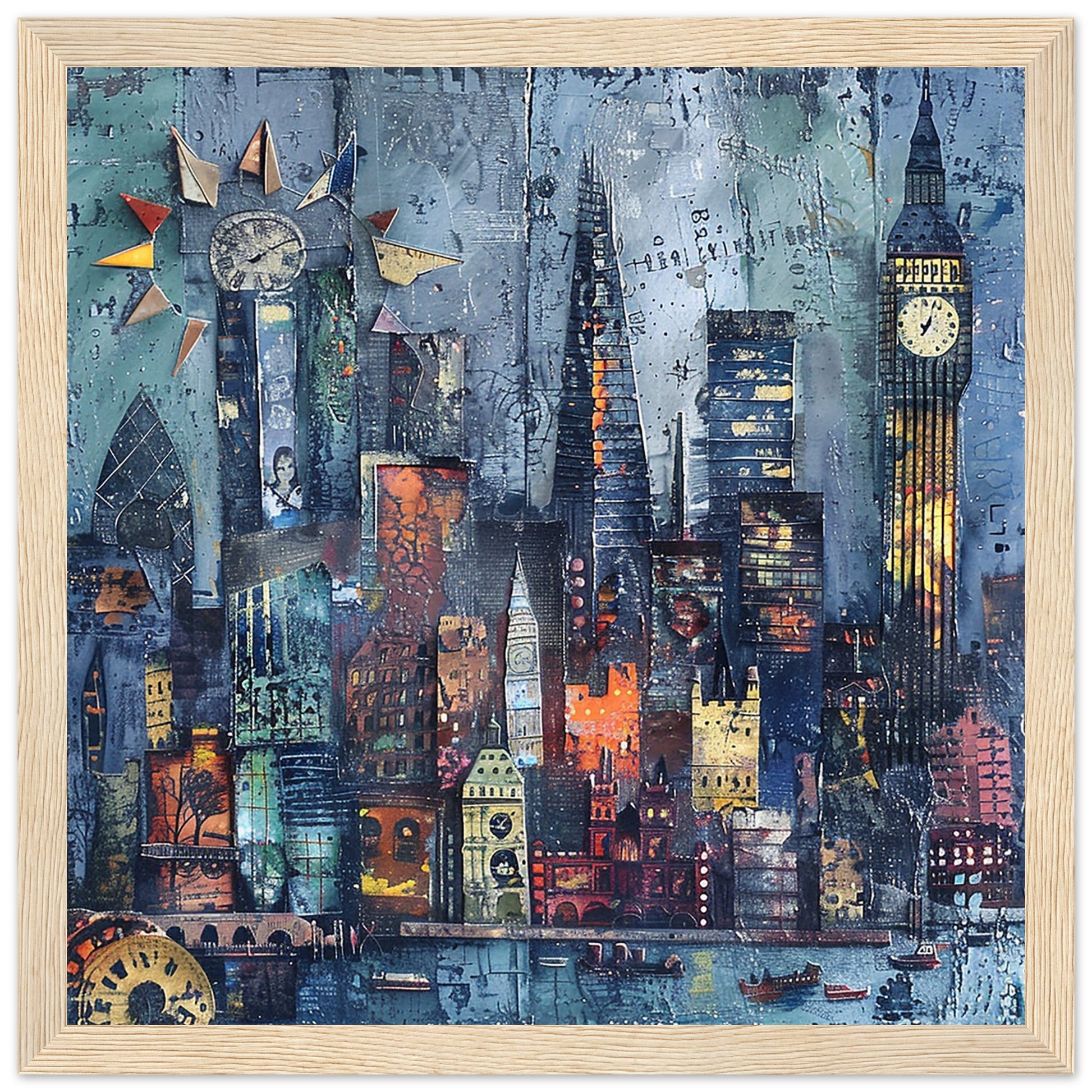 London Skyline Framed wood Collector's Edition | By Print Room Ltd