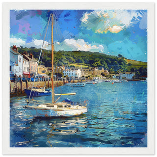 Salcombe Sailboats framed white artwork print | By Print Room Ltd