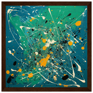 Abstract Art #44 - Pollock Style Black frame 50x50 cm / 20x20"