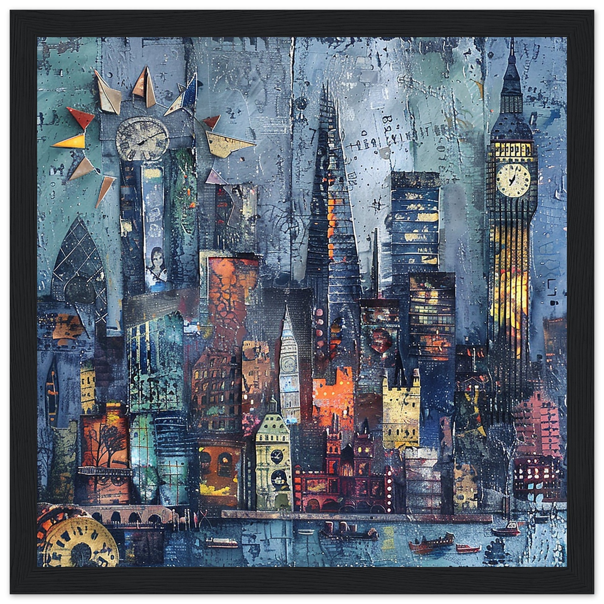 London Skyline Framed black wood Collector's Edition | By Print Room Ltd