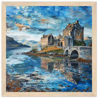 Highland Sentinel: Eilean Donan's Reflection wood framed artwork print | Print Room Ltd