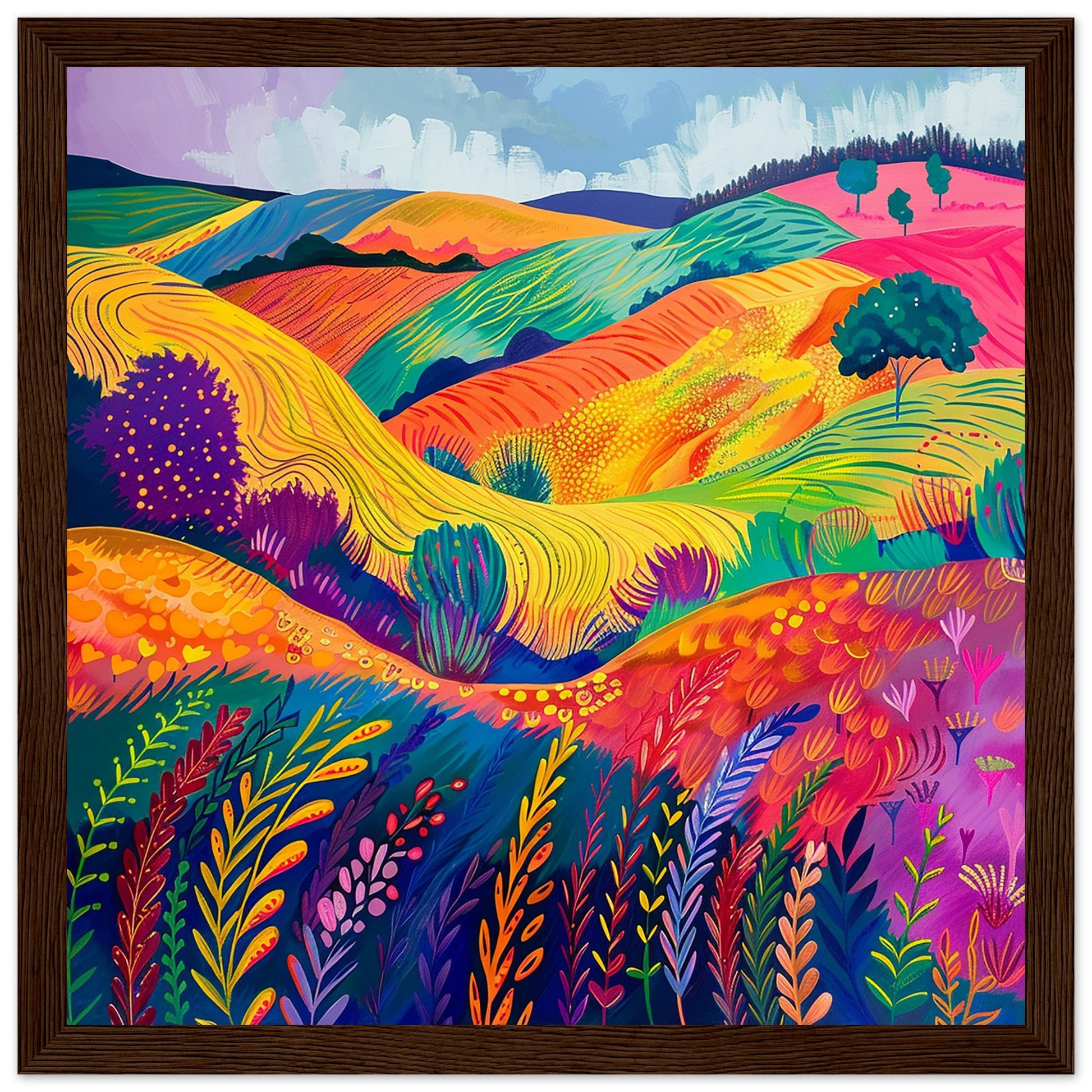 Abstract Harvest Hues dark wood framed art print | By Print Room Ltd