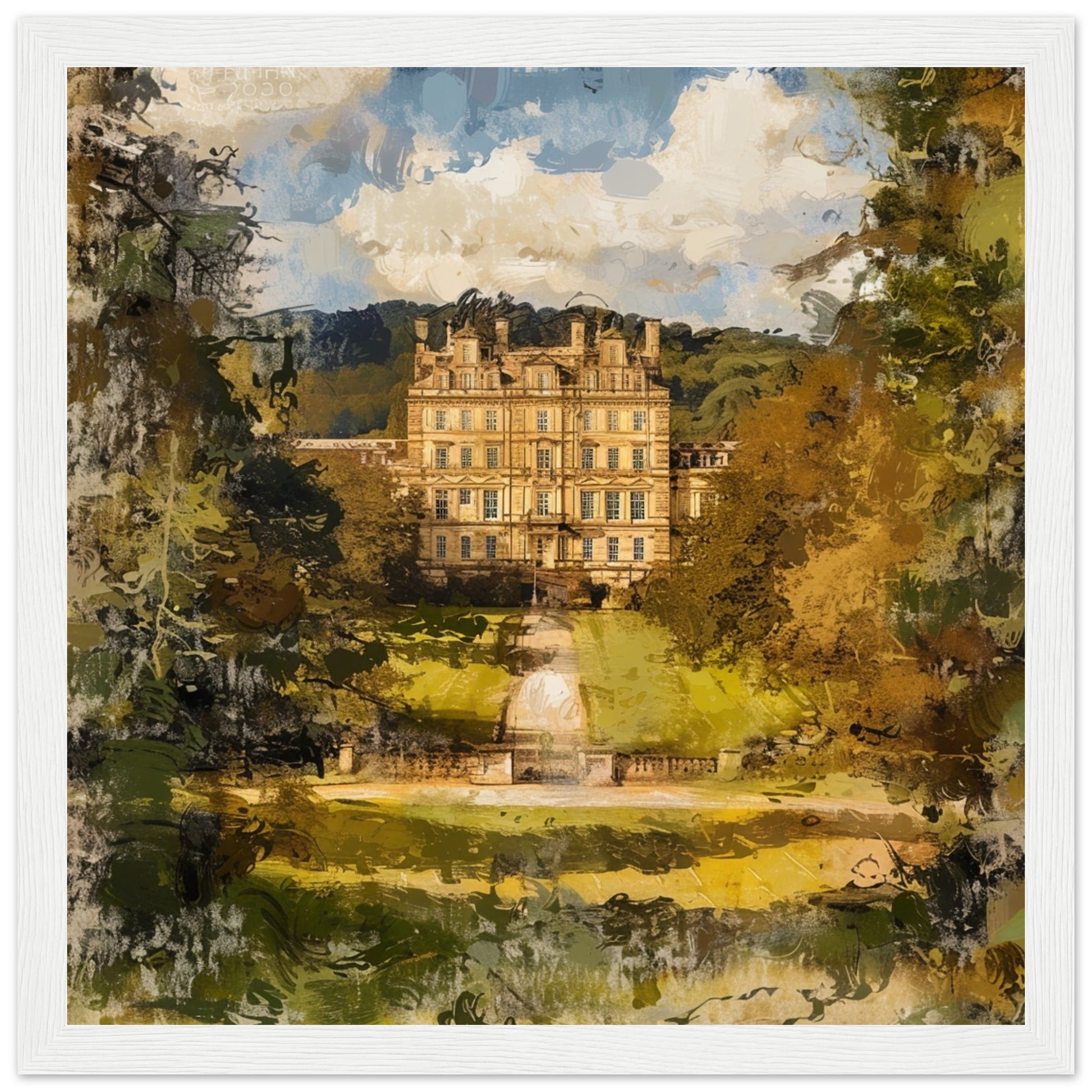 Regal Autumn at Chatsworth House white framed art print | By Print Room Ltd