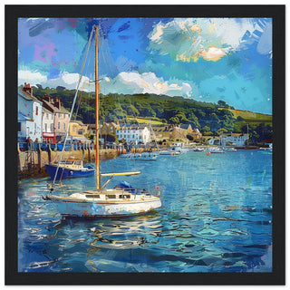 Salcombe Sailboats framed black wood artwork print | By Print Room Ltd