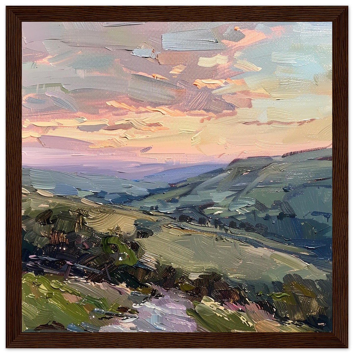 Dawn Over Glossop: Peak District Serenity dark wood framed art print | by Print Room Ltd